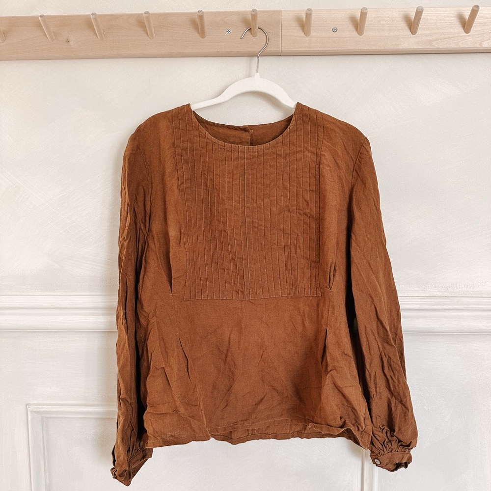 Son de Flor burnt orange linen blouse